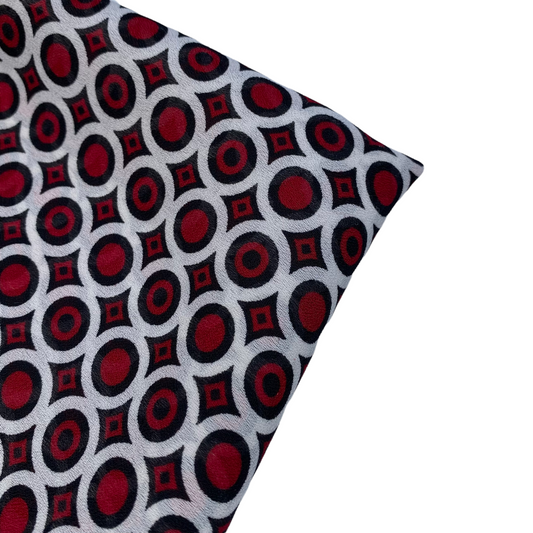 Printed Polyester Chiffon - Circles - Black/White/Red