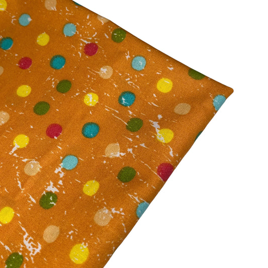 Quilting Cotton - Polka Dots - Remnant 2 Yards - Orange