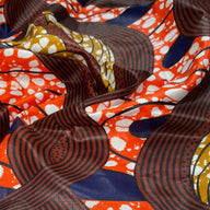 Waxed African Printed Cotton - Brown/Orange