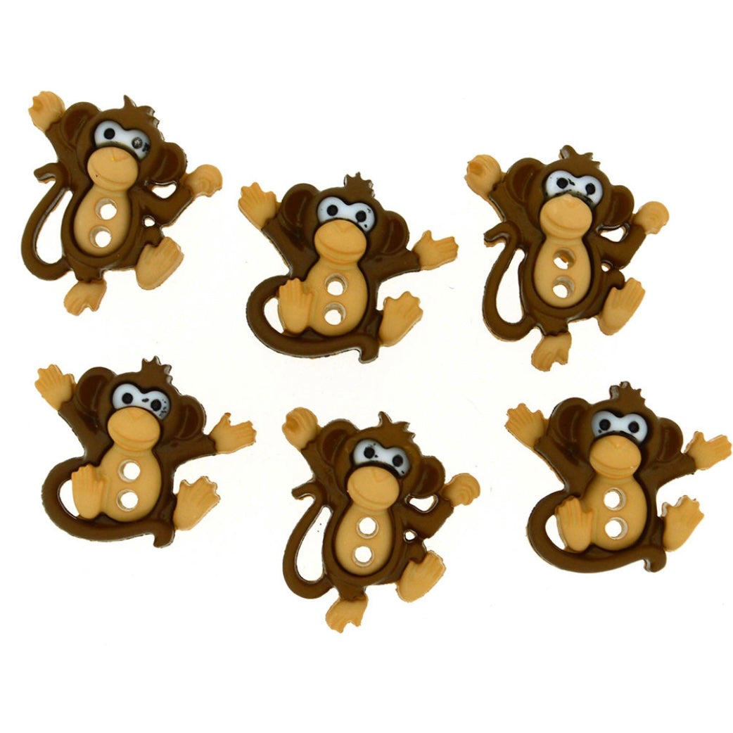 Novelty Buttons - Monkeys - 6pcs