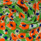 Floral Printed Polyester - 58” - Green/White/Orange/Blue