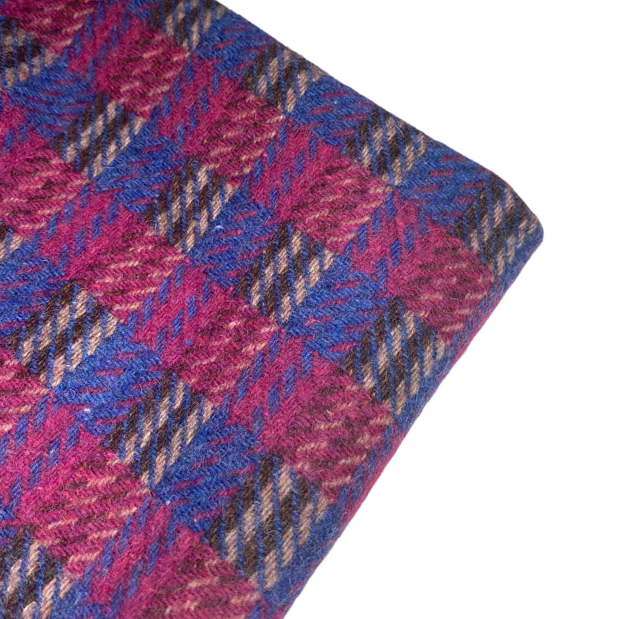 Wool Plaid Coating - Purple/Blue/Brown