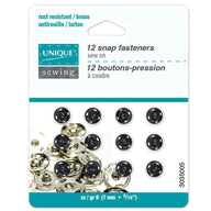 Sew On Snap Fasteners - 6mm (1/4″) - 12  sets - Black