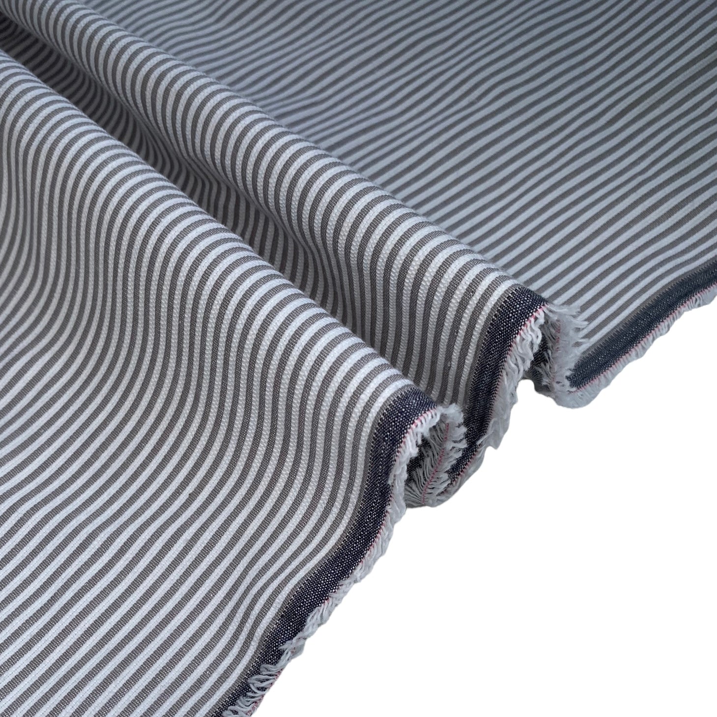 Striped Puckered Cotton - 58” - White/Grey
