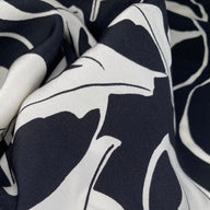 Printed Silk Georgette - Leaves - Black/White