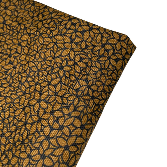 Printed Cotton Canvas - Small Flowers - Brown/Black