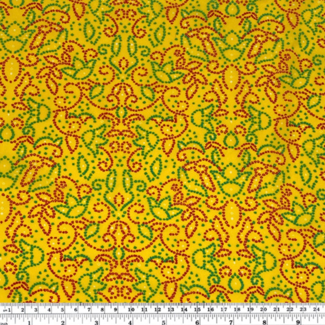 Red/yellow Polyester Floral Printed Polyester - 44” - Yellow/Red/Green · King Textiles