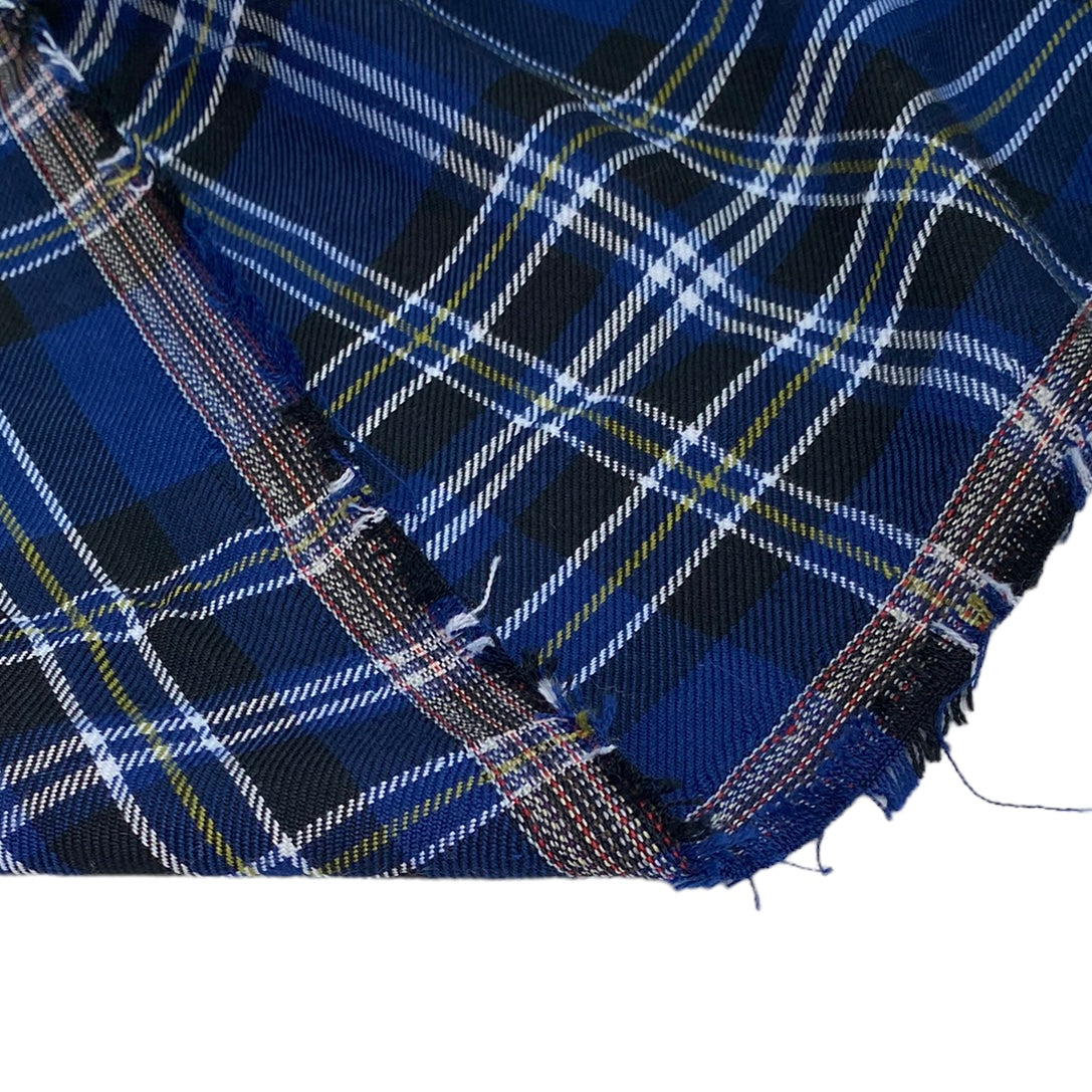 Plaid Wool Blend - Blue/Black/White/Yellow