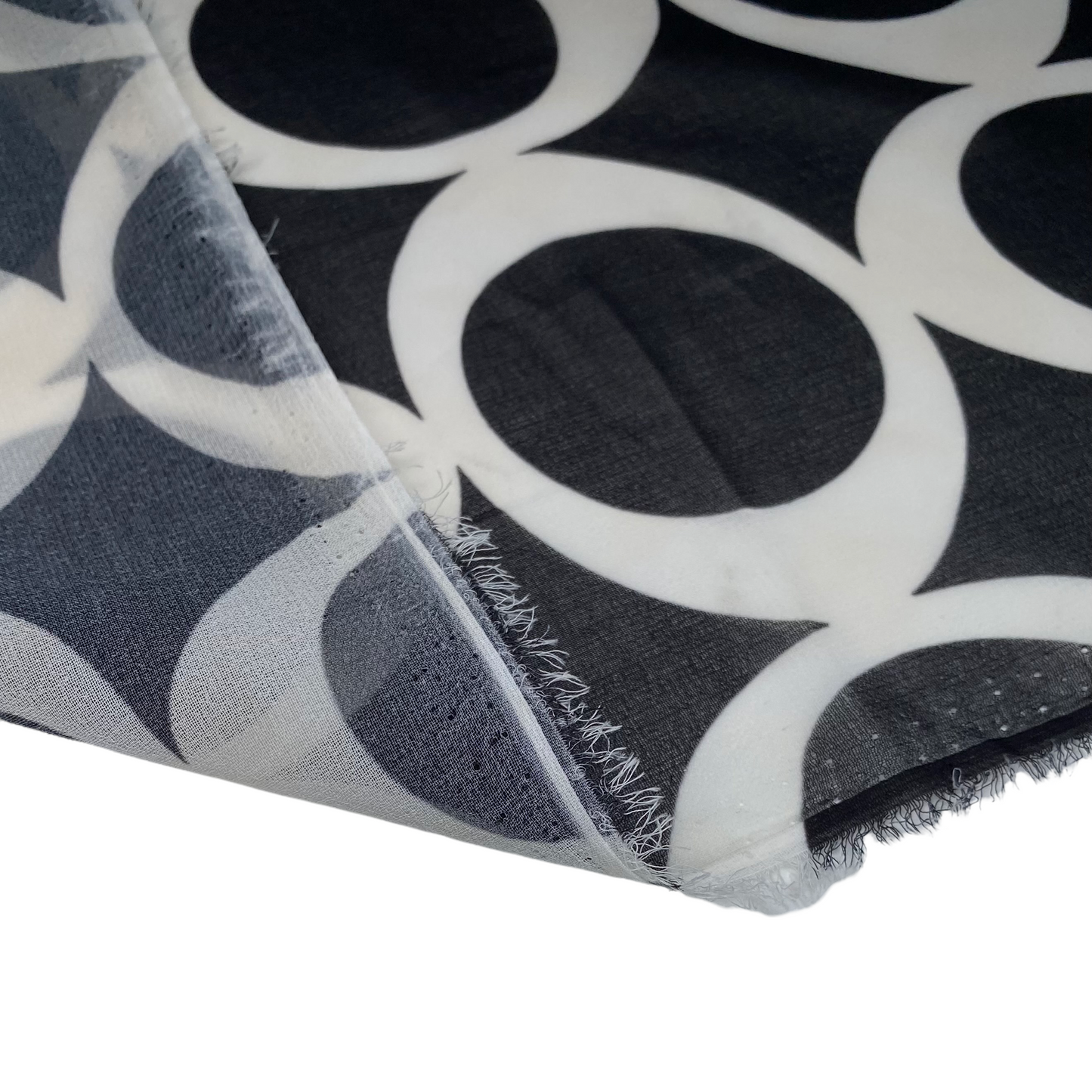 Printed Polyester Chiffon - Circles - Black/White