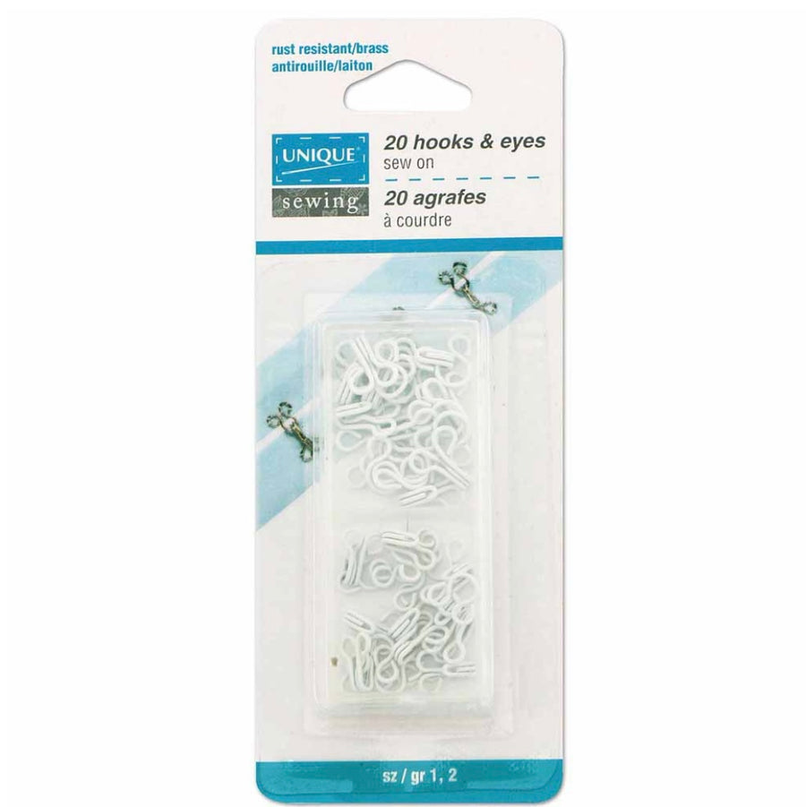 Assorted Hooks & Eyes - White - 20 Sets