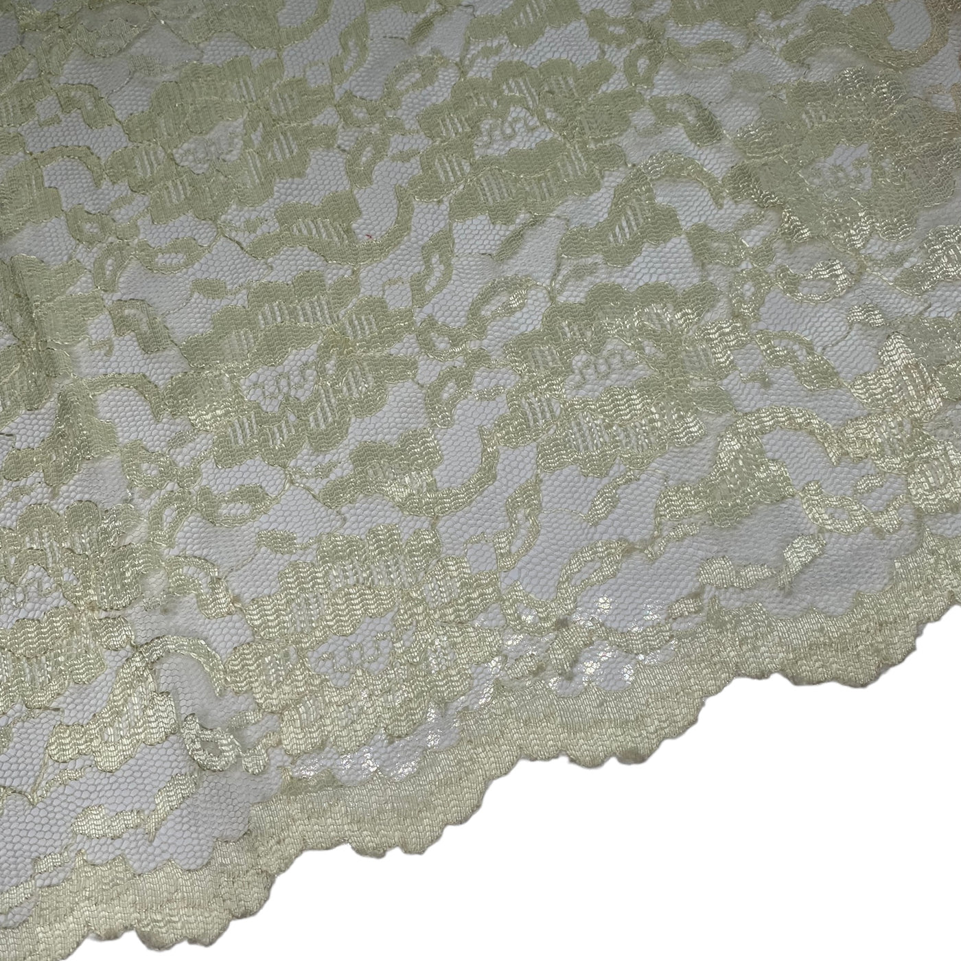 Floral Corded Lace with Scalloped Edges - Yellow