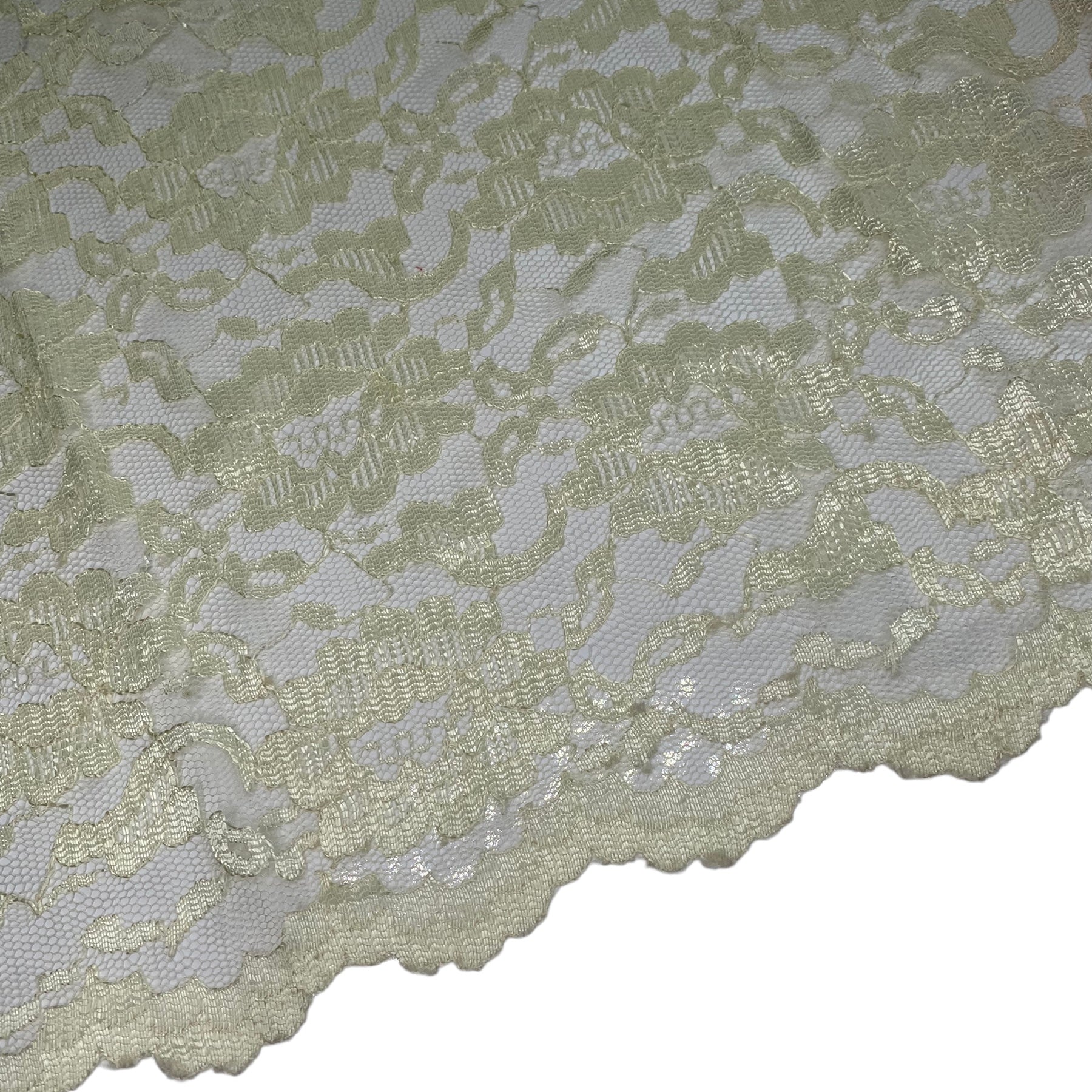 Floral Corded Lace with Scalloped Edges - Yellow