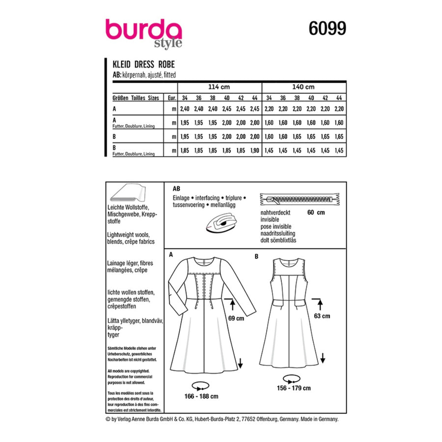 Dress Sewing Pattern - Burda Style 6099