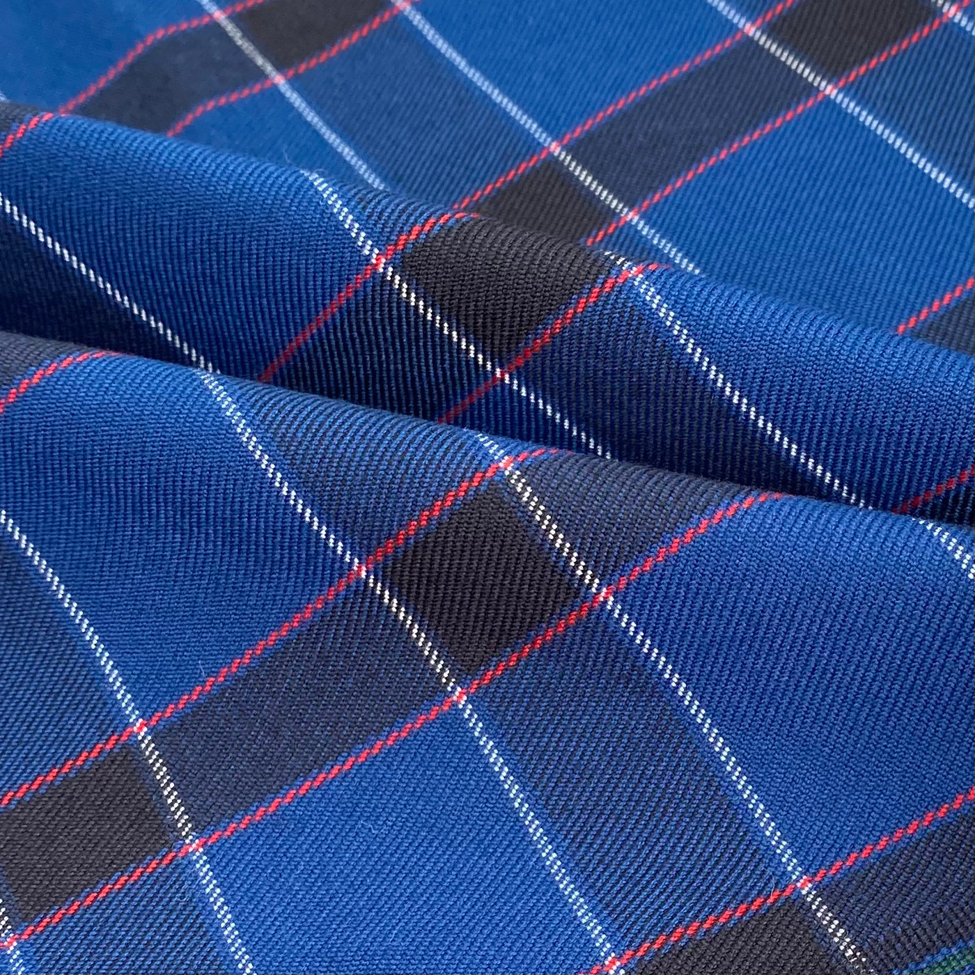 Plaid Wool Blend - Blue/Black/Red/White