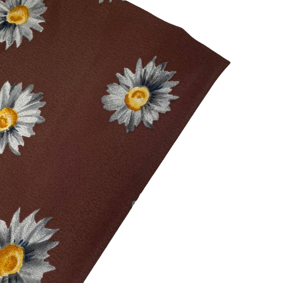 Floral Printed Polyester Crepe Chiffon - 44” - Brown