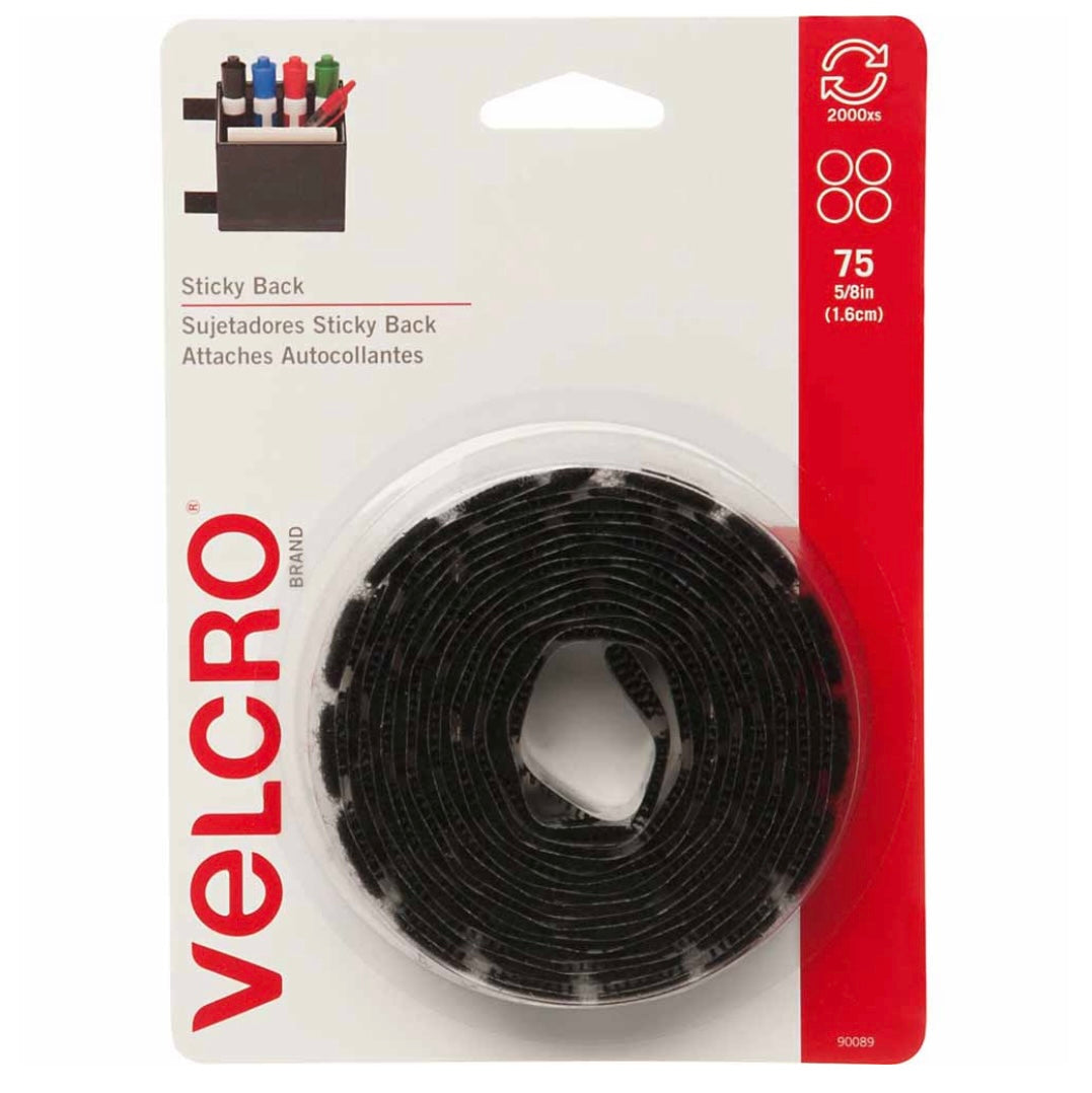 Sticky Back Coins - Velcro - 16mm (5/8″) - 75 pcs - Black