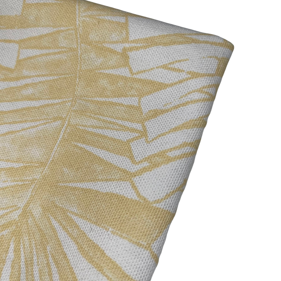 Printed Cotton Canvas Palm Leaves - Yellow/White