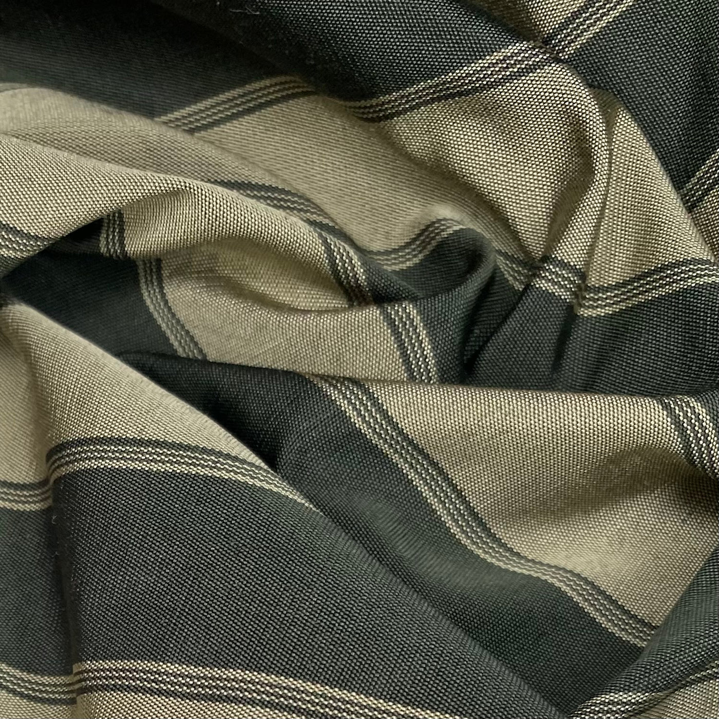 Striped Silk Taffeta - Green/Gold
