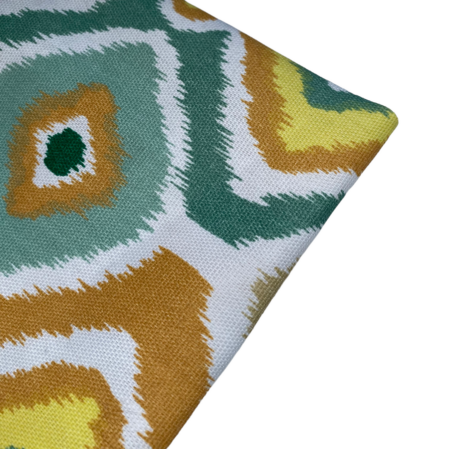 Ikat Indoor/Outdoor Upholstery - 56” - White/Yellow/Orange/Green