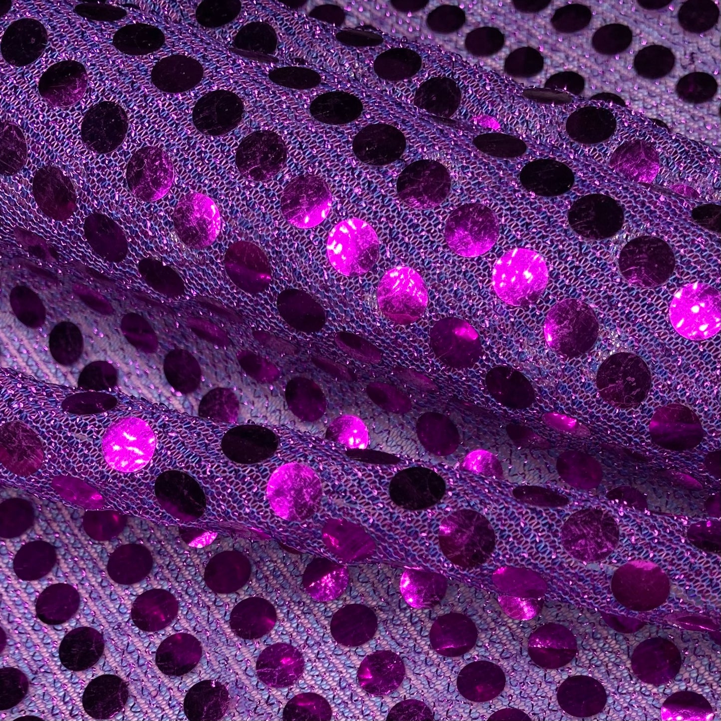 Faux Sequin Large Shiny Confetti Dot Knit - 42” - Purple