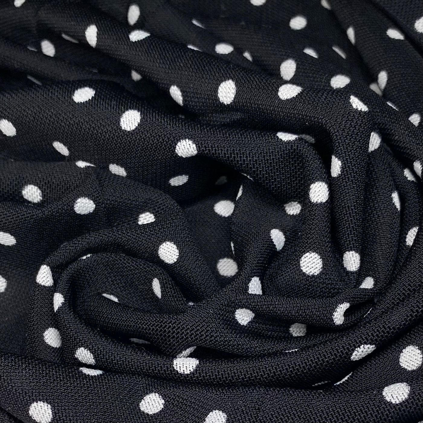 Printed Stretch Mesh - Polka Dot - Black/White
