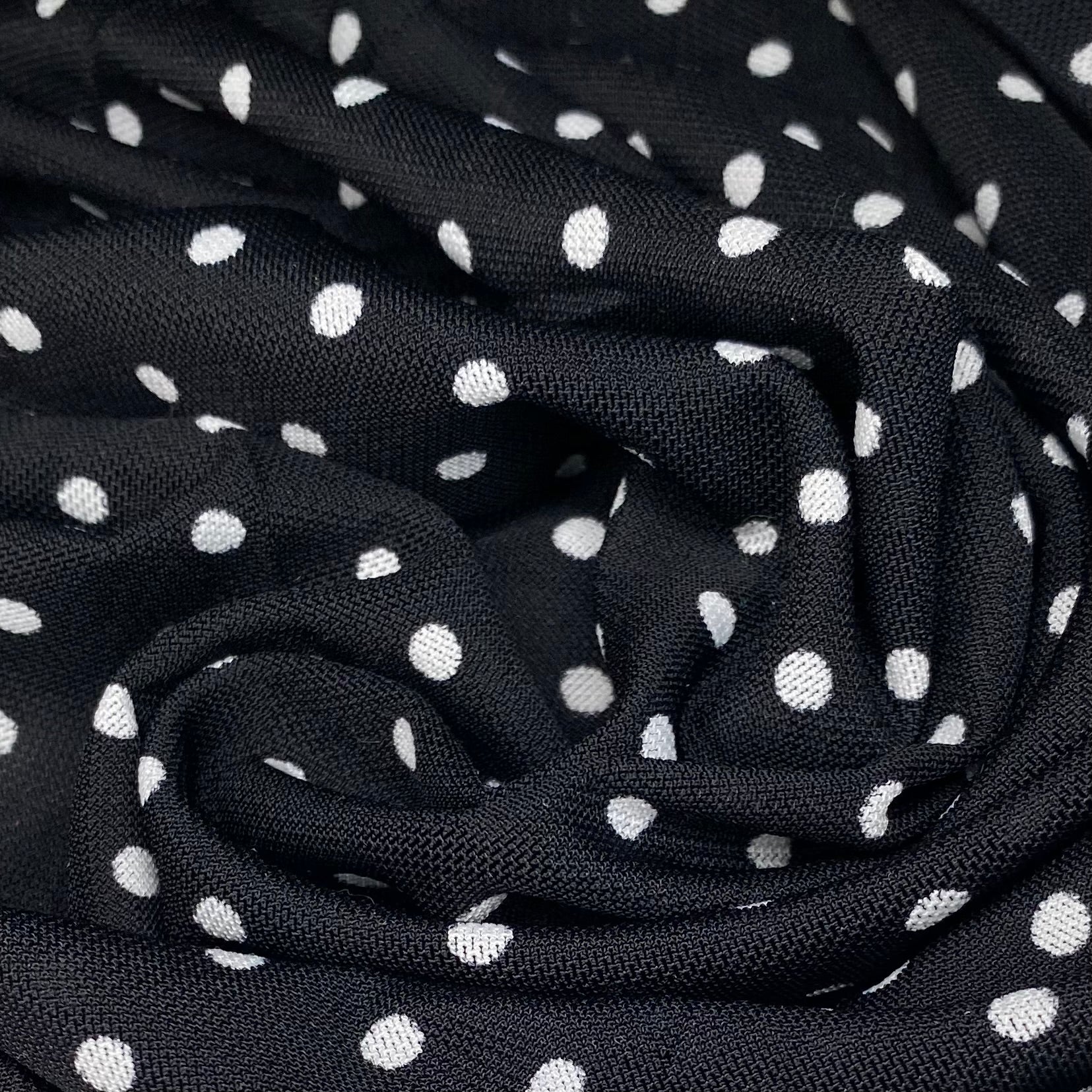 Printed Stretch Mesh - Polka Dot - Black/White