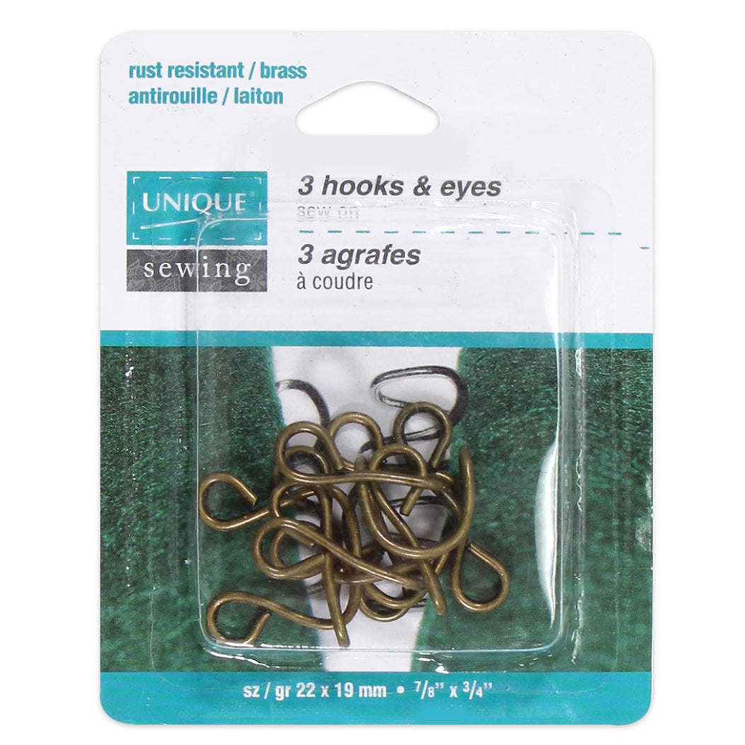 Hooks & Eyes - Nickel - 22mm x 19mm - 3 Sets