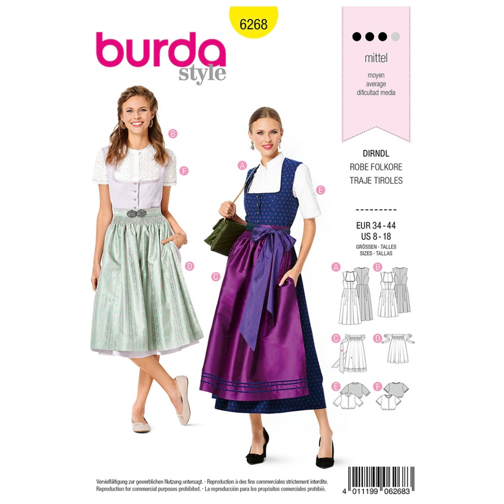 Dirndl Blouse Sewing Pattern - Burda Style 6268