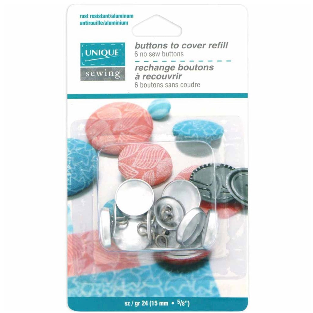 Buttons to Cover Refill - Size 24 - 15mm (5/8″) - 6 sets