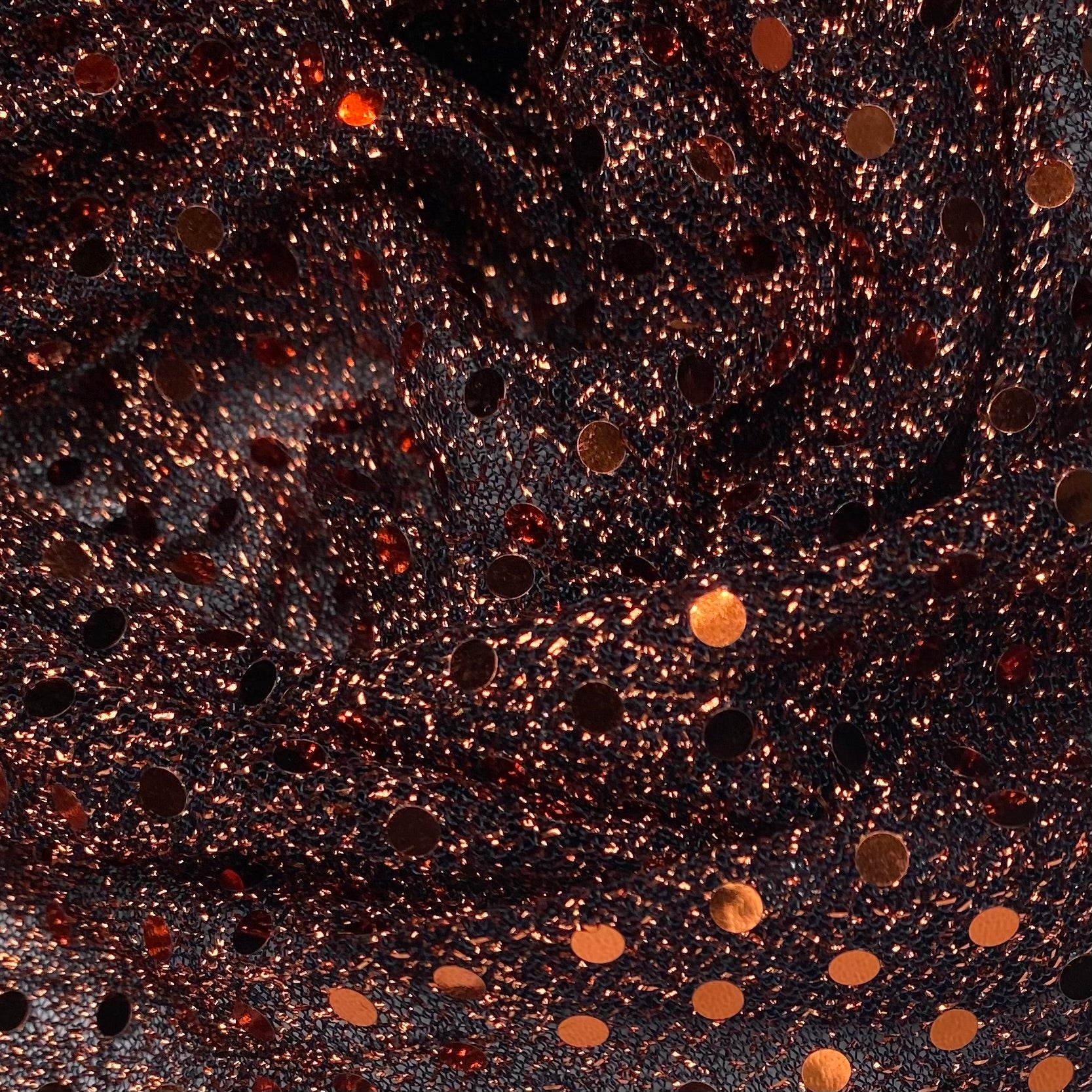 Faux Sequin Shiny Confetti Dot Knit - 45” - Copper