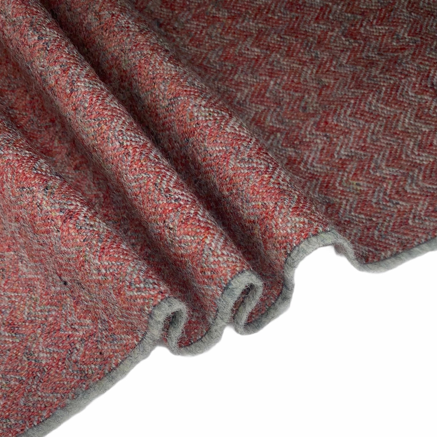 Wool Coating - Herringbone - Red/Grey
