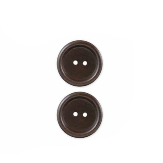Two Hole Wood Button - 18mm - Brown - 3 Count