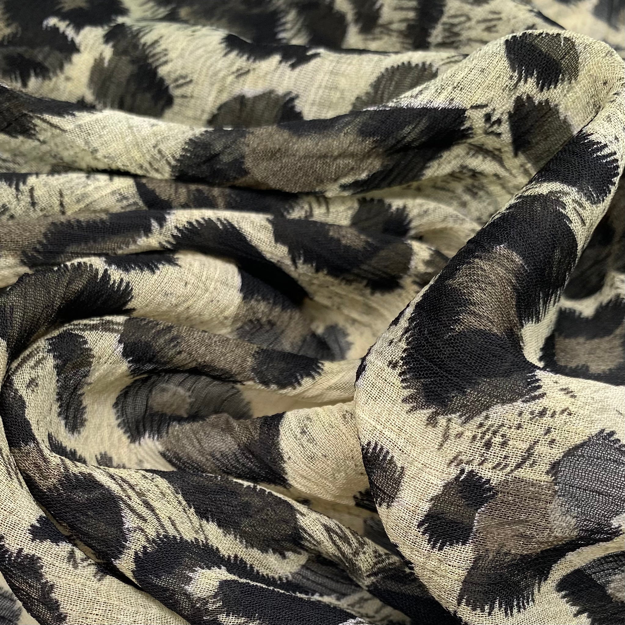 Crinkled Printed Polyester Chiffon - Cheetah