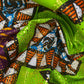 African Printed Cotton - Metallic Gold - Multi-Colour / Green/Purple