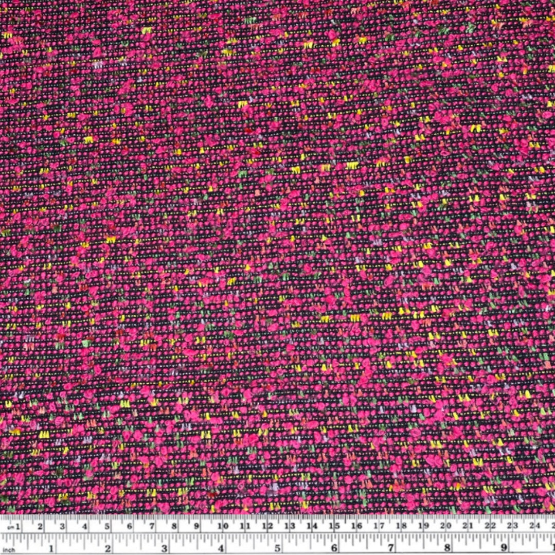 Wool Boucle - Pink/Black/Green/Yellow