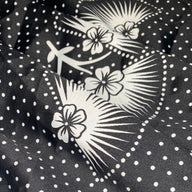 Stretch Printed Polyester Charmeuse - Fans/Polka Dots - Black/White