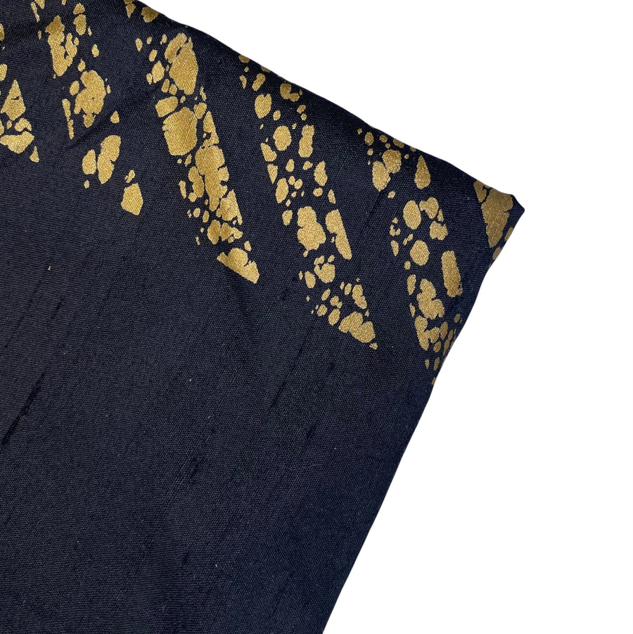 Striped Silk Shantung - Black/Gold