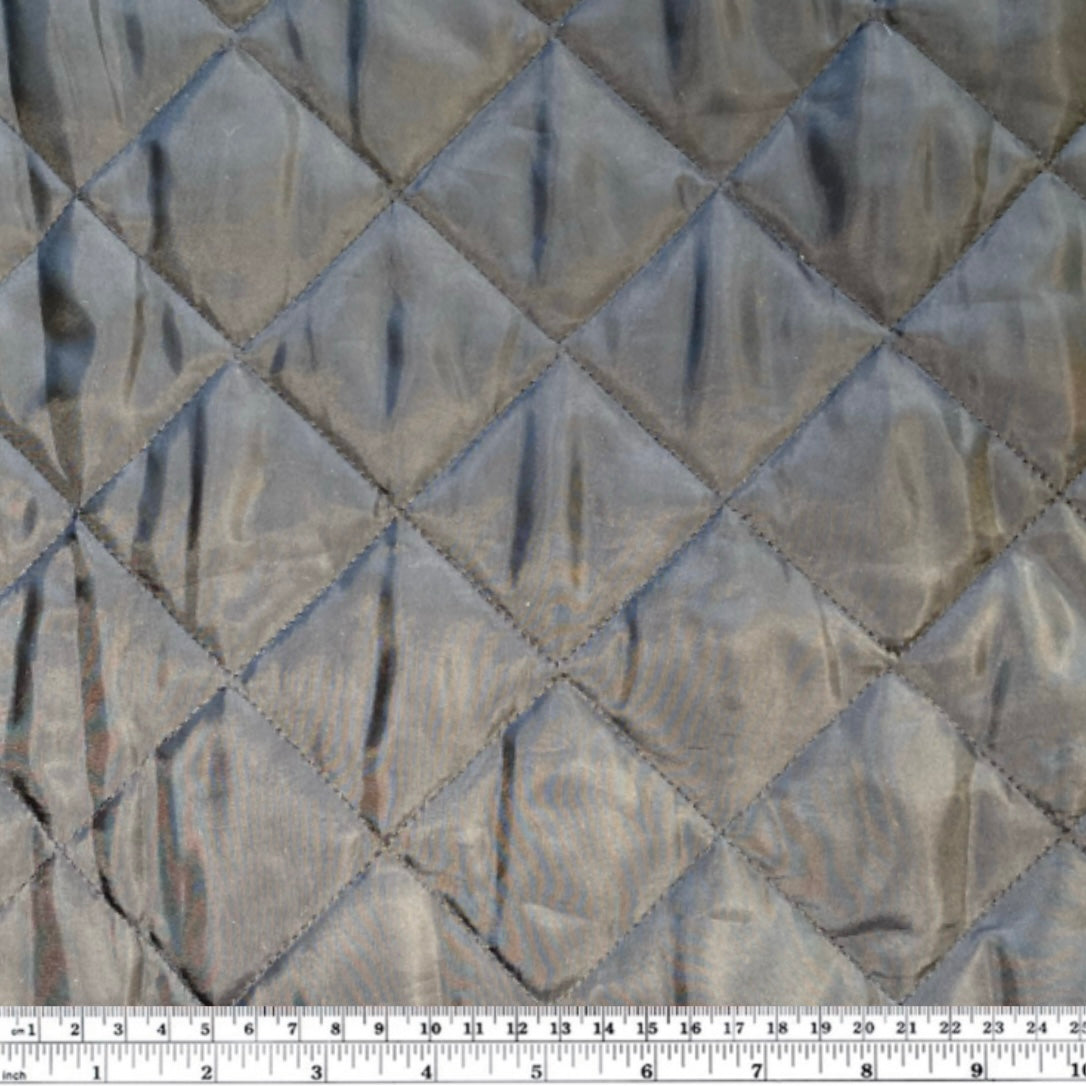 Double Sided Quilted Nylon - Squares - Black