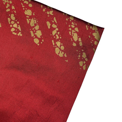 Striped Silk Shantung - Red/Gold