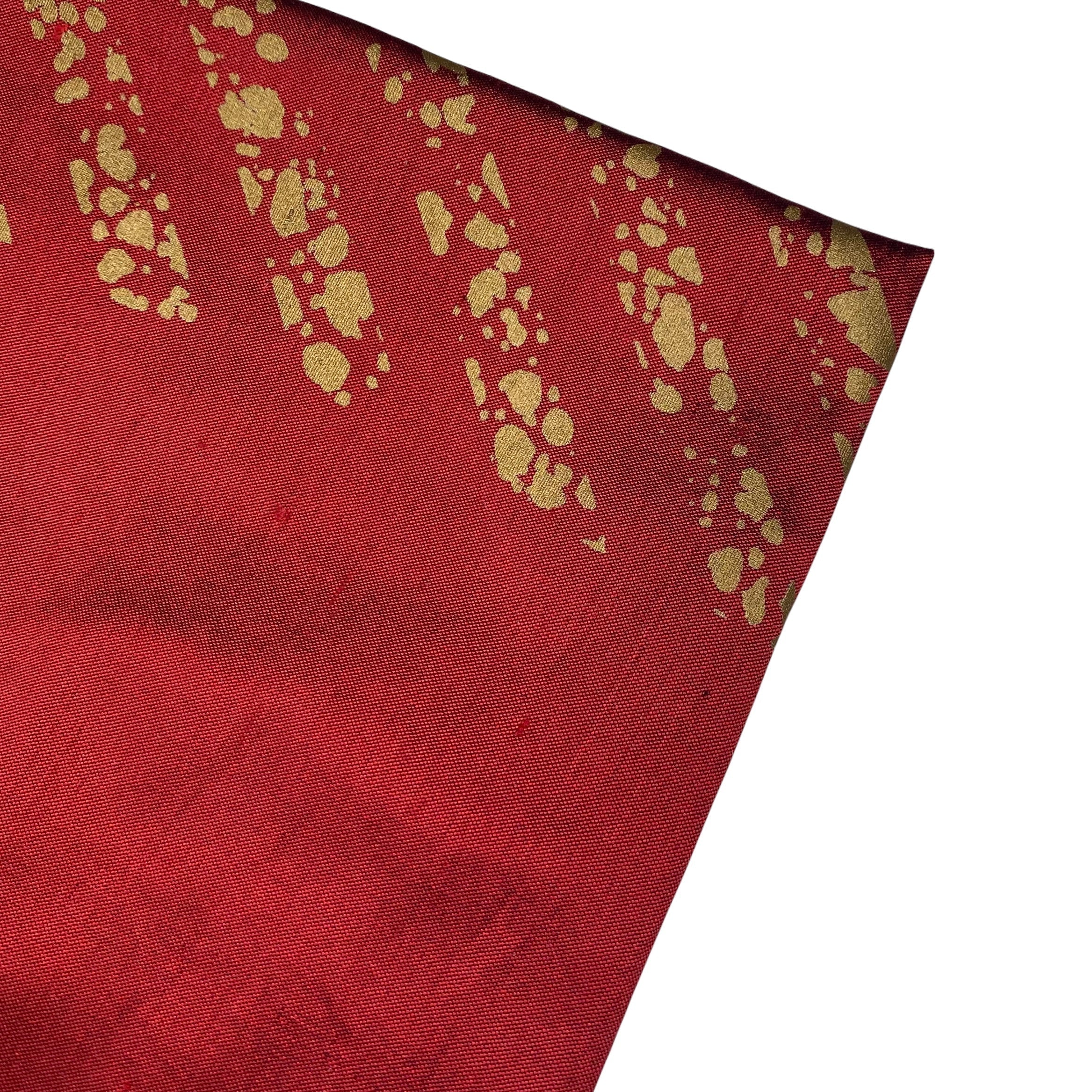 Striped Silk Shantung - Red/Gold
