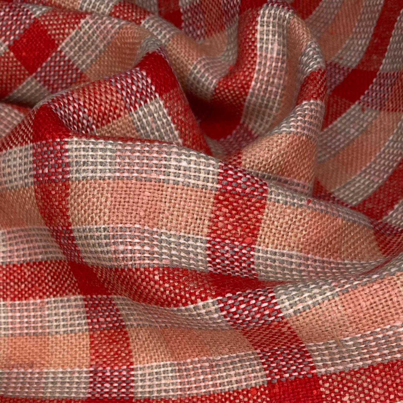 Yarn Dyed Wool Plaid - Red/Pink/White/Grey