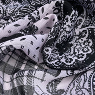 Paisley Printed Crinkled Polyester Chiffon - Pink/Black