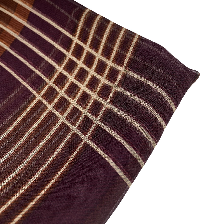 Printed Silk Chiffon - Plaid - 44” - Brown