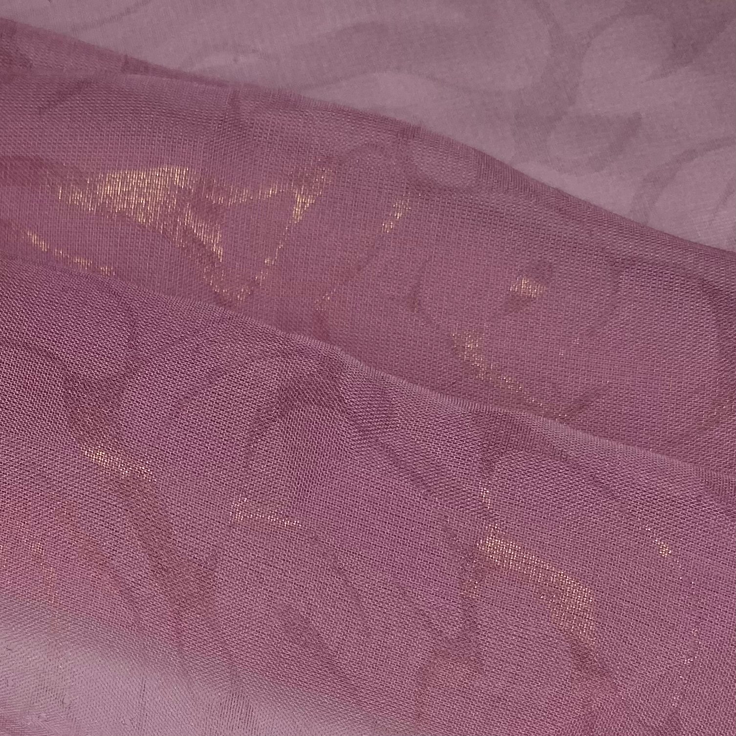 Metallic Floral Polyester Chiffon - 60” - Pink/Gold