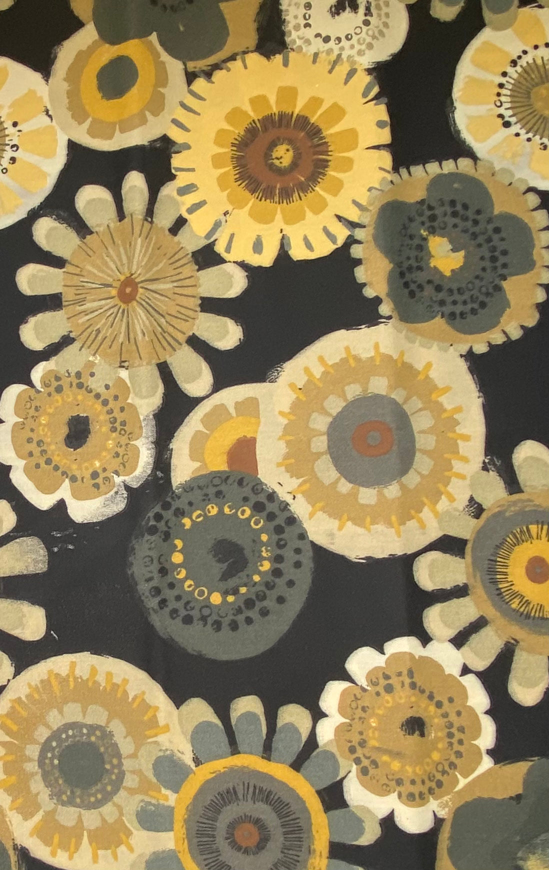 Floral Printed Indoor/Outdoor Upholstery - Black/Yellow
