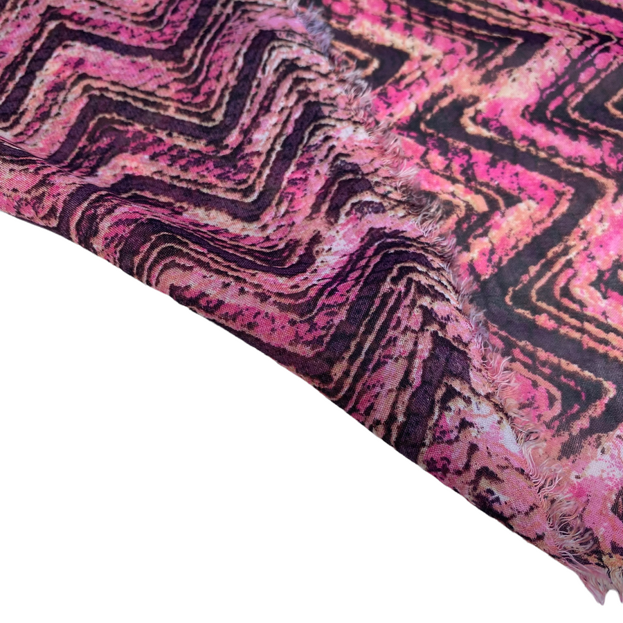 Printed Polyester Chiffon - Chevron - Pink/Purple