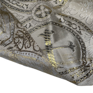 Metallic Cross Polyester Brocade - Gold/White