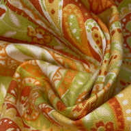 Printed Paisley Cotton Canvas - Orange/Green