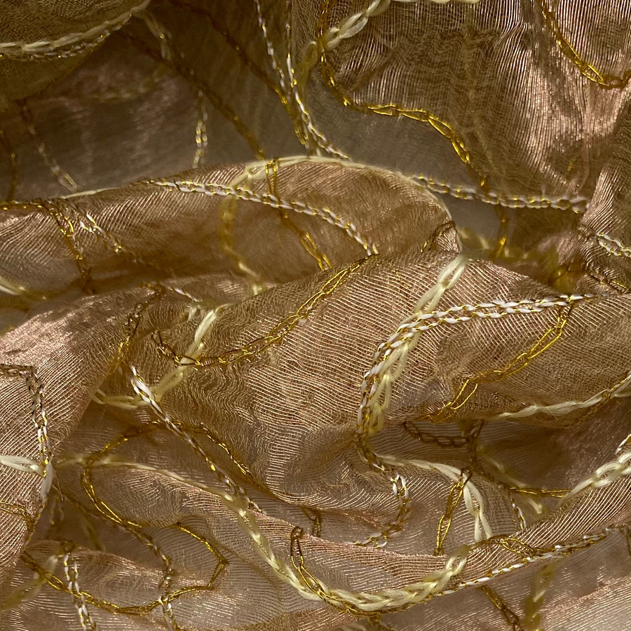 Embroidered Silk Organza - Gold