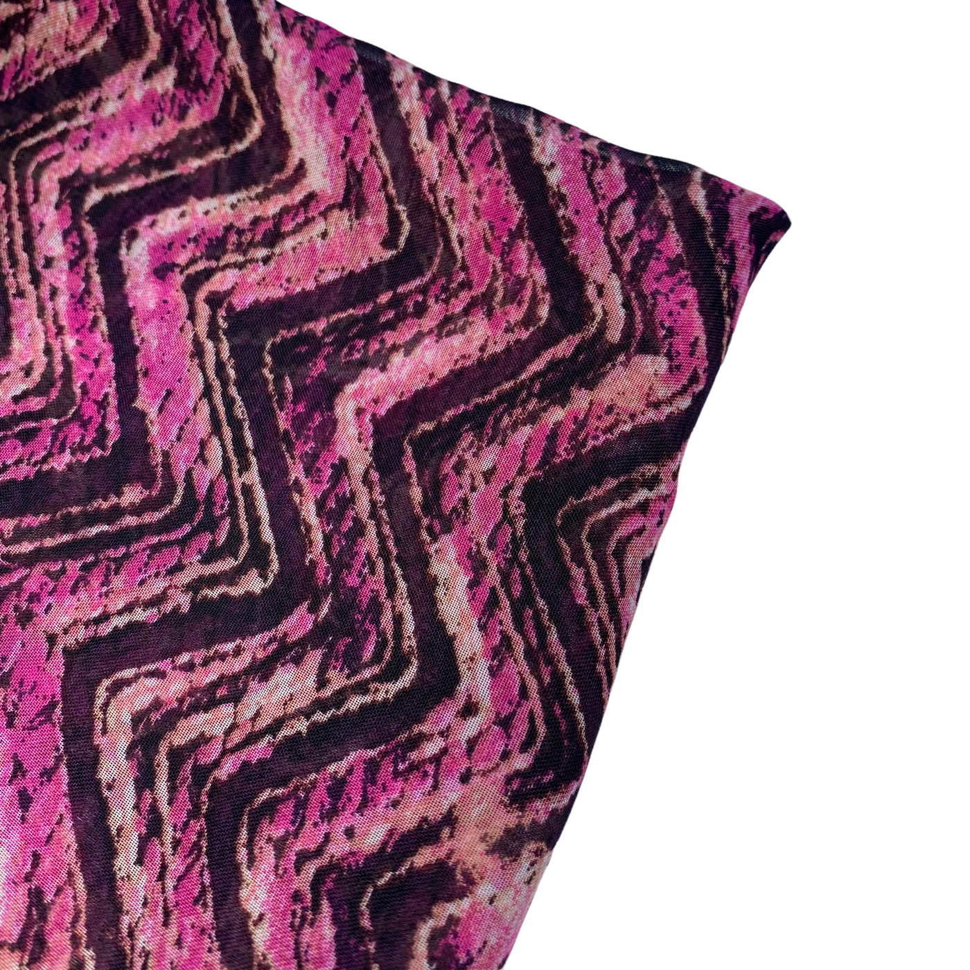 Printed Polyester Chiffon - Chevron - Pink/Purple